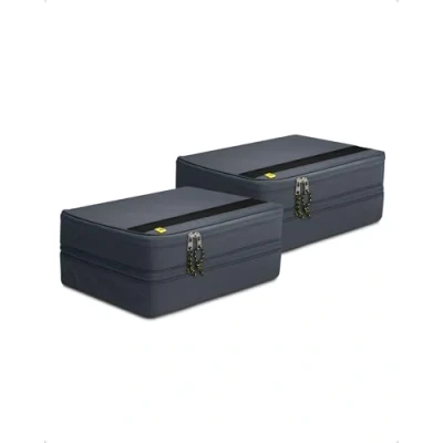 Afbeelding van Spigen Travel Organizer Suitcase Verpakking Zakken Set met Compressie en Ritssluiting voor Reizen Vakantie L1 2 Stuks Grot Grijs