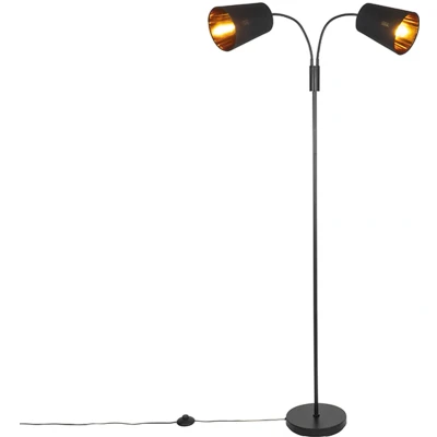 Afbeelding van QAZQA Moderne vloerlamp zwart 2 lichts Carmen