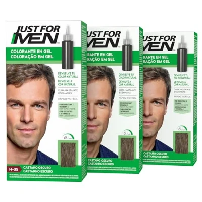 Afbeelding van Just For Men Gelverf voor bruin haar, dekt alleen wit herstelt de oorspronkelijke kleur een natuurlijke look H35 (3 stuks)