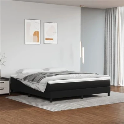 Image de vidaXL Sommier à lattes de lit avec matelas Noir 180x200 cm Similicuir
