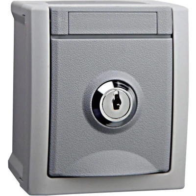 Afbeelding van VIKO 90591043 DE Pacific Wandcontactdoos met randaarde afsluitbaar spatwaterdicht Grijs