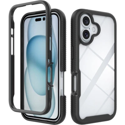 Afbeelding van imoshion Hoesje Geschikt voor iPhone 16 360 Full Protective Case Zwart / Transparant