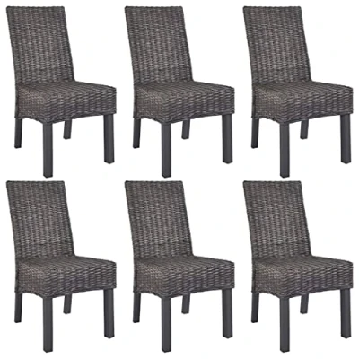 Image de vidaXL Chaises à manger lot de 6 marron rotin Kubu et bois manguier