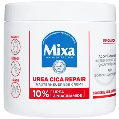 Image de Mixa Urea Cica Repair+ Crème régénérante à l&#039;urée et la niacinamide pour peaux sèches, rugueuses irrégulières, répare lisse les soins hydratants le corps, mains visage