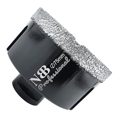 Afbeelding van NBB vacuum gesoldeerde diamantgatzaag met M14, voor professioneel droog of nat boren op hard porselein, keramiek, tegels, graniet, marmer, snel, duurzaam, Haakse Slijper (Dia.75mm)