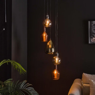 Afbeelding van Coventry hanglamp 5L getrapt artic zwart