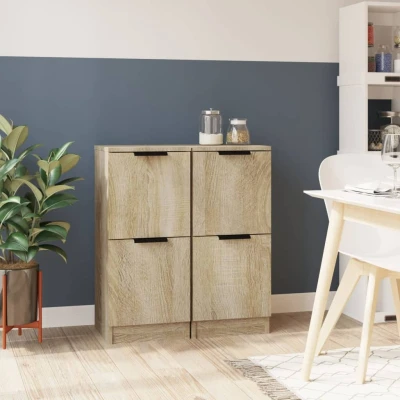 Afbeelding van Dressoirs 2 st 30x30x70 cm bewerkt hout sonoma eikenkleurig