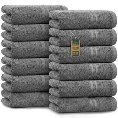 Afbeelding van NatureMark Set van 12 gastendoekjes, 100% katoen, antracietgrijs, 30 x 50 cm