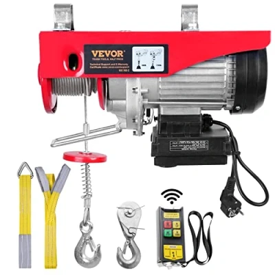 Image de VEVOR Treuil à Câble Électrique 800 kg Palan avec Télécommande sans Fil 1450 W 10 m/min Hauteur de Levage Simple 12 m Moteur en Cuivre Pur pour Garages Entrepôts Usines