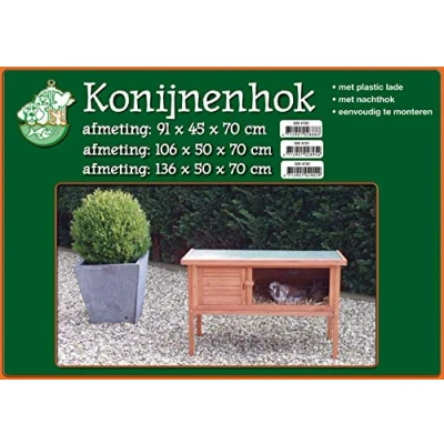 Afbeelding van Konijnenhok bouwpakket met plastic lade bruin 91 cm Gebr. de Boon