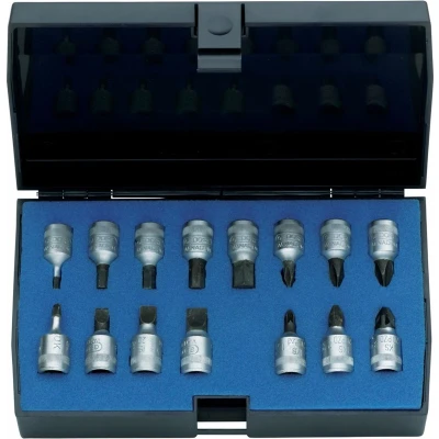 Afbeelding van Gedore 1815601 Inbus Plat Kruiskop Phillips Pozidriv Dopsleutel Bitinzetset 15 Delig 1/4 (6.3 Mm)
