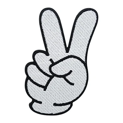 Afbeelding van Vredehands patch om op te strijken, cartoon, retro, hippie, vrede Finally Home