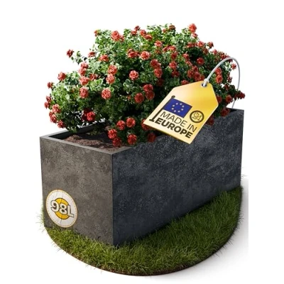 Afbeelding van Ondis24 plantenbak Bloempot Basalt 100 cm, betonlook met waterreservoir, hoog, winterbestendig (beton antraciet)