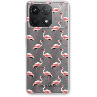 Afbeelding van Case Company® hoesje geschikt voor Xiaomi Poco F6 Pro Flamingo Soft Cover Telefoonhoesje Bescherming aan alle Kanten en Schermrand