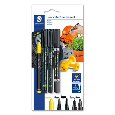 Afbeelding van Staedtler, Marker, Markerset Lumocolor 4st Variant (Zwart, Geel, 4 x)