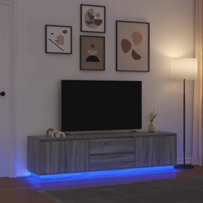 Afbeelding van vidaXL Tv meubel met LED verlichting 100x41x50 cm oud houtkleurig