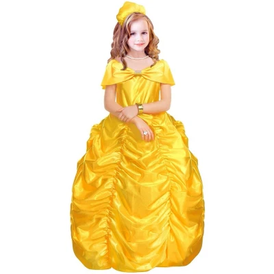 Afbeelding van Widmann Koning Prins &amp; Adel Kostuum Royal Beauty Queen Meisje Geel Maat 128 Carnavalskleding Verkleedkleding