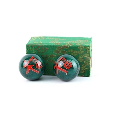 Afbeelding van lachineuse Set Qi Gong Bonheur ballen Chinese anti stress van email ø 40 mm Gezondheidsballen Zen ontspanning geschenkdoos Aziatisch artikel Japan China Feng Shui Kleur: groen