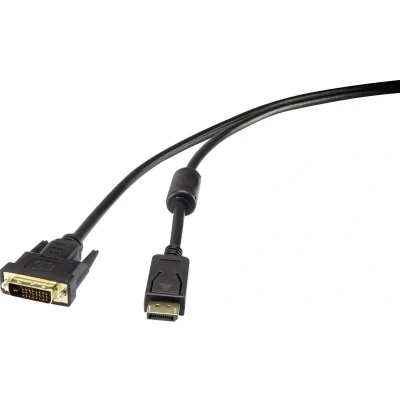 Afbeelding van Renkforce RF 3301142 DisplayPort kabel / DVI Adapterkabel stekker, D 24+1 polige stekker 1.00 m Zwart Schroefbaar, Vergulde
