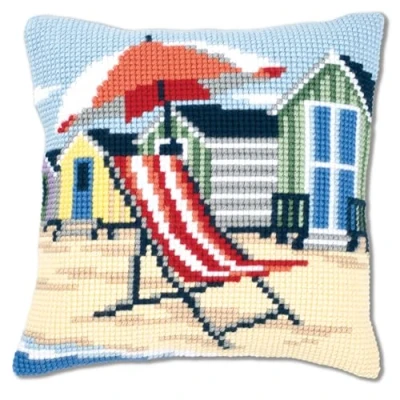 Afbeelding van Vervaco Op het strand Kruissteekkussen pakket PN 0145641