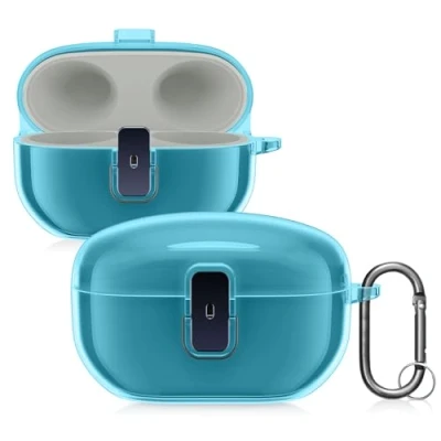 Afbeelding van kwmobile hoes geschikt Voor Sony WF 1000XM5 Hardcover beschermhoes in transparant / blauw oordopjes
