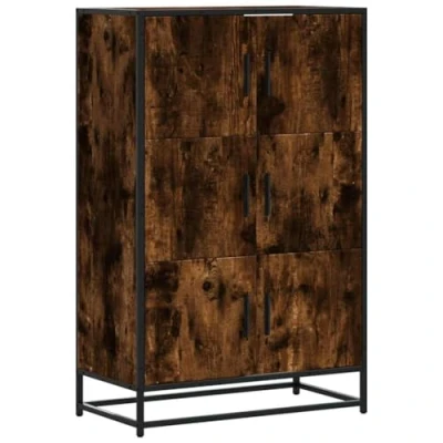 Afbeelding van vidaXL Hoge kast 68x35x106,5 cm bewerkt hout en metaal gerookt eiken