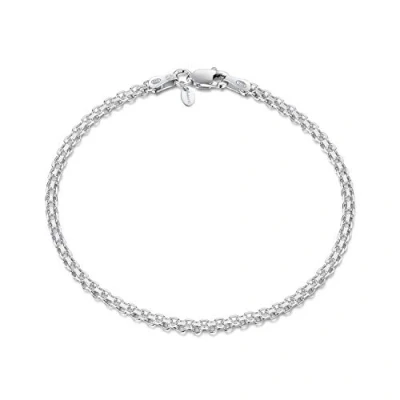 Afbeelding van Amberta Sieraden Echt 925 Sterling Zilver Armband Bismark Schakelarmband Bedelarmbanden voor Vrouwen en Man Unisex Lengte: 18cm