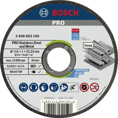 Afbeelding van Bosch Accessories WA 60 T BF 2608603169 Doorslijpschijf recht 115 mm 1 stuk(s) Staal, RVS