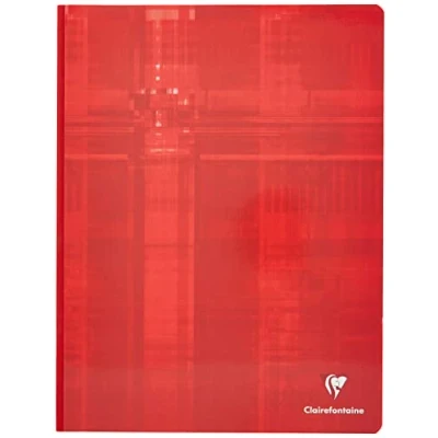 Afbeelding van Clairefontaine 69341C Notitieboek, brochure achterkant, canvas, 24 x 32 cm, 192 pagina&#039;s, grote ruitjes, wit papier, 90 g, gelamineerde omslag, willekeurige kleur