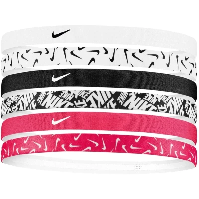 Afbeelding van Nike Performance Headbands Printed 6 PACK Overige accessoires, Dames, Maat: One Size, White/aster pink/black