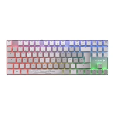 Image de CHERRY MX 8.2 XAGA Edition clavier 80% TKL rétroéclairé sans fil Bluetooth 5.2, 2.4 GHz, USB C QWERTZ Allemand commutateur : MX2A Blue blanc