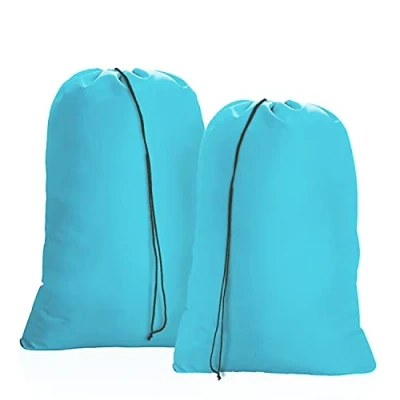 Afbeelding van OTraki Grote Vuil Waszakken Trekkoord 24 x 32 inch 2 Pack Reizen Kleding Tas Zware Organizer Scheur Bestand Stof Opvouwbare Opbergtas voor Speelgoed Kamp Thuis Slaapkamer College Dorm