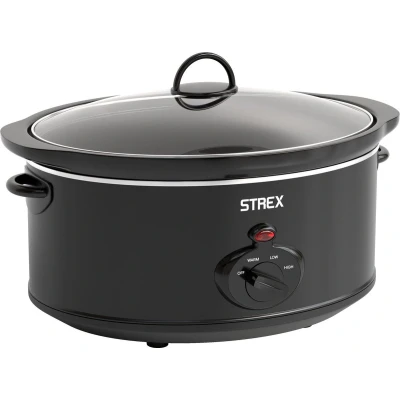 Afbeelding van Strex Slowcooker 3.5L Uitneembare Keramische Binnenpan Warmhoudfunctie Slow Cooker Zwart