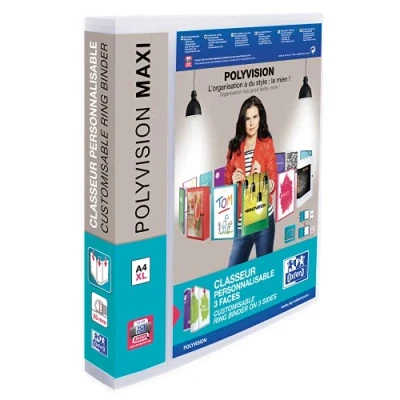 Afbeelding van Presentatieringband Oxford Polyvision Maxi A4 XL 4 rings D mech 30mm transparant