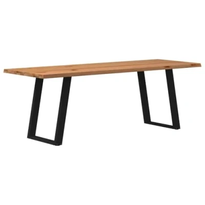 Afbeelding van vidaXL Eettafel 220x80x74 cm massief eikenhout lichtbruin