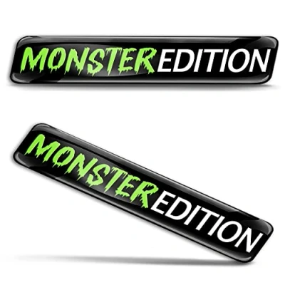 Afbeelding van Biomar Labs KS 175 Set van 2 3D Monster Edition Badge siliconen gel stickers groen voor auto, motorfiets, fiets, raam, deur, laptop