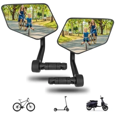 Afbeelding van REEZER achteruitkijkspiegel voor fiets E bike Elektrische step Ideaal cadeau Hoogwaardig stuur 15 20 mm Reflecterend Verstelbaar 360 PAAR