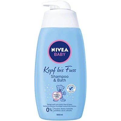 Afbeelding van NIVEA babyshampoo van top tot teen en bad (500 ml), milde douchegel met rustgevende kamille, huidvriendelijk haarvriendelijk douchebad oogbescherming