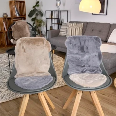 Afbeelding van ASTRA Set van 2 pluizige tapijten hoogwaardig imitatiebont, woonkamertapijt, hoogpolig tapijt schapenvacht, accessoires gouden decoratie, 55 x 80 cm