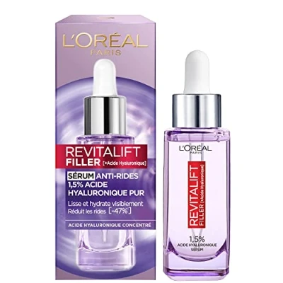 Image de L’Oréal Paris Sérum Anti Rides &amp; Âge 1.5% Acide Hyaluronique Pur Soin Visage Hydratant, Repulpant Lissant Pour Tous Types de Peaux Revitalift Filler 30 ml