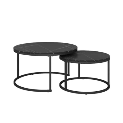 Afbeelding van Vicco Salontafelset &quot;Montreal&quot;, zwart marmer, 77 x 40 cm, 2 delig