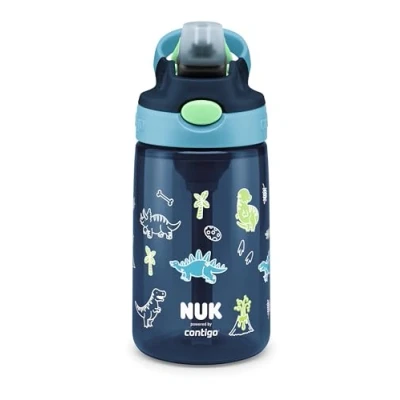 Image de NUK By Contigo Easy Straw Cup Gourde avec paille pour enfants (à partir de 4 ans), fabriquée en Tritan, durable, sans BPA, passe au lave vaisselle, 420 ml, motif dinosaure