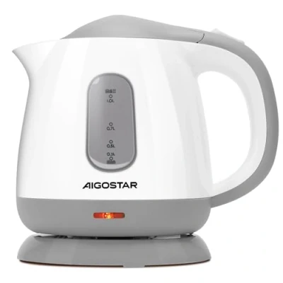Afbeelding van Aigostar Juliet 30HIO Elektronische Waterkoker klein Retro 1 Liter Wit/grijs