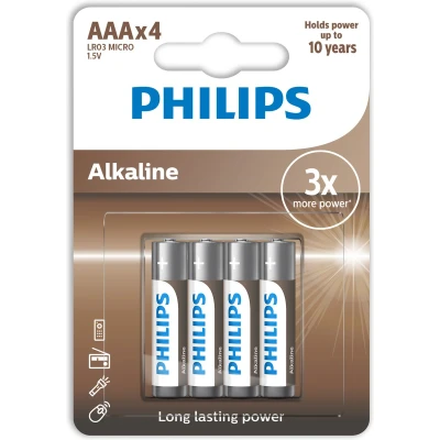Afbeelding van Philips Alkaline Battery Aaa Lr03 4 Pack
