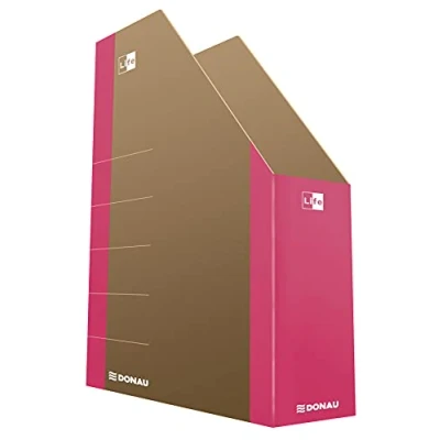 Afbeelding van DONAU LIFE 3550001FSC 30 tijdschriftenhouder van karton/karton, roze, tot 500 vellen voor kantoor, school en thuis het opbergen documenten in A4 formaat, tijdschriftenarchivering