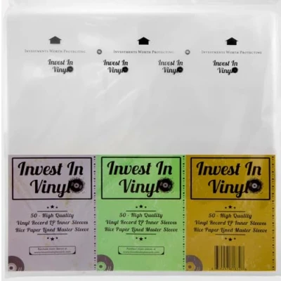 Afbeelding van Invest in Vinyl 50 stuks antistatische rijstpapieren hoezen voor vinylplaten, goede bescherming, vinyl, wit, retro, Wit., Retro