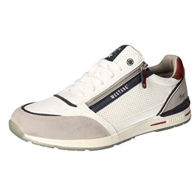 Afbeelding van Mustang Sneakers laag, Heren, Maat: 43, Wit Hoogwaardig imitatieleer