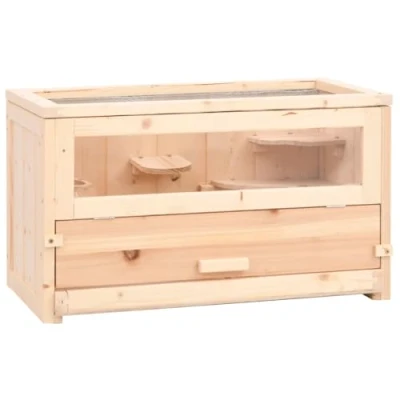 Afbeelding van vidaXL Hamsterkooi 60x30x35 cm massief vurenhout