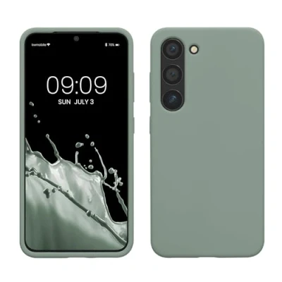 Afbeelding van kwmobile telefoonhoesje geschikt voor Samsung Galaxy S23 Hoesje met siliconen coating Smartphone case in Regenwashed groen