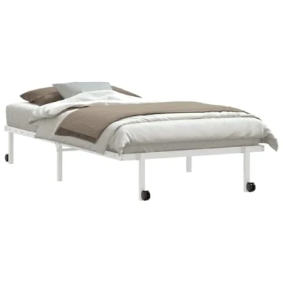 Afbeelding van vidaXL Bedframe zonder matras opvouwbaar 100x200 cm staal wit
